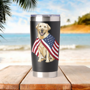 Yellow Labrador Labradors Patriotic American Flag Thermobecher