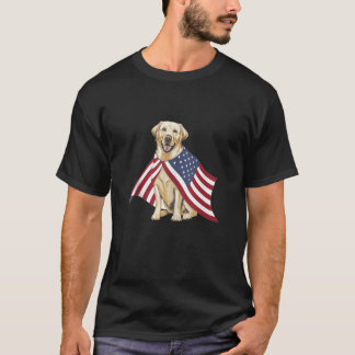 Yellow Labrador Labs Patriotic American Flag Dog 4 T-Shirt