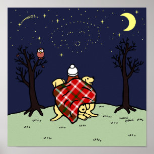 Yellow Labrador Mama und Starry Sky Poster