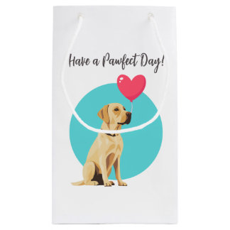 Yellow Labrador mit Heart Balloon-Geschenktasche Kleine Geschenktüte