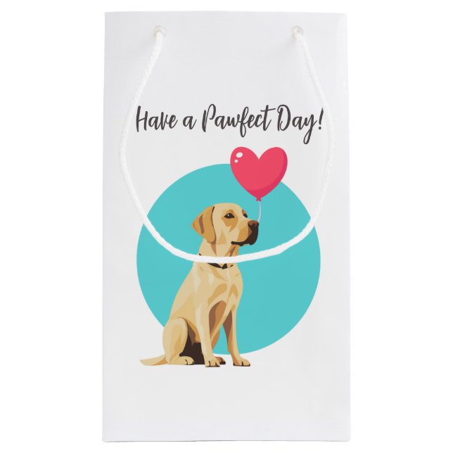 Yellow Labrador mit Heart Balloon-Geschenktasche Kleine Geschenktüte (Rückseite)