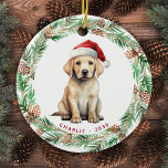 Yellow Labrador Personalisiert Dog Lover Christmas Keramik Ornament<br><div class="desc">Wenn Sie ein gelbes Arbeitsbräuner-Retriever-Liebhaber sind, dann werden Sie in dieser Ferienzeit definitiv gewollt, sich unsere festliche Sammlung von Urlaubskarten und Geschenken anzusehen. Mit einem bezaubernden gelbe Labrador, der eine Weihnachtsmannmütze spielt, stellen unsere Karten sicher jedem, der sie empfängt, ein Lächeln ins Gesicht. Unsere Ornamente und Geschenke sind auch perfekt...</div>