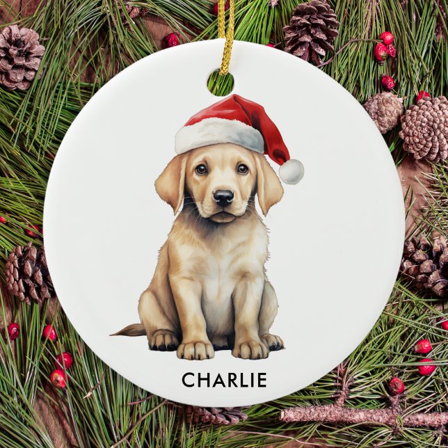 Yellow Labrador Personalisiert Dog Lover Christmas Keramik Ornament (Von Creator hochgeladen)