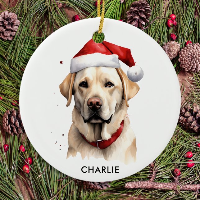 Yellow Labrador Personalisiert Dog Lover Christmas Keramikornament (Von Creator hochgeladen)