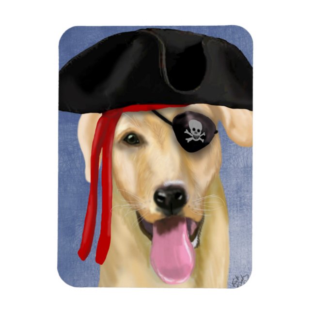 Yellow Labrador Pirate Magnet (Vertikal)