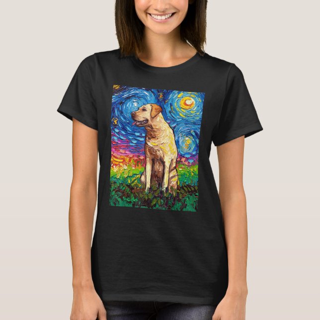Yellow Labrador Profil Starry Night Dog Art von Aj T-Shirt (Vorderseite)