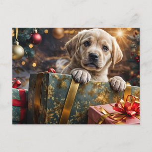 Yellow Labrador Puppy Christmas Holiday Feiertagspostkarte