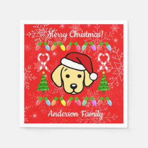 Yellow Labrador Puppy Christmas Pattern Serviette