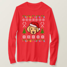 Yellow Labrador Puppy Christmas Pattern T-Shirt