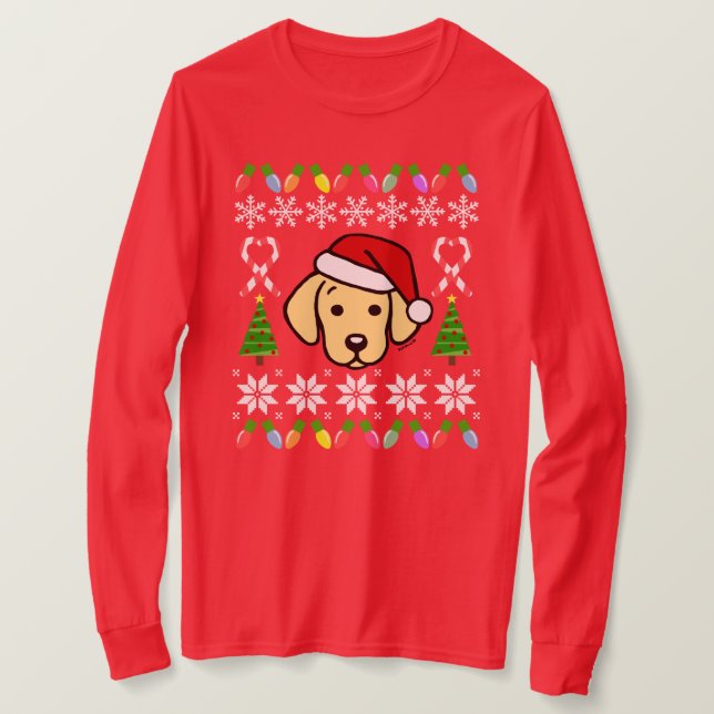 Yellow Labrador Puppy Christmas Pattern T-Shirt (Design vorne)
