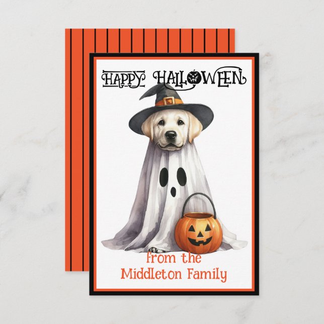 Yellow Labrador Puppy Dog Happy Halloween Mitteilungskarte (Vorne/Hinten)