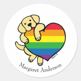 Yellow Labrador Rainbow Pride Runder Aufkleber