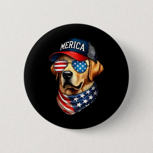 Yellow Labrador Retriever 4. July Merica USA F Button