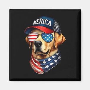 Yellow Labrador Retriever 4. July Merica USA F Magnet