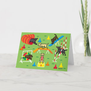 Yellow Labrador Retriever Agility Cartoon Karte
