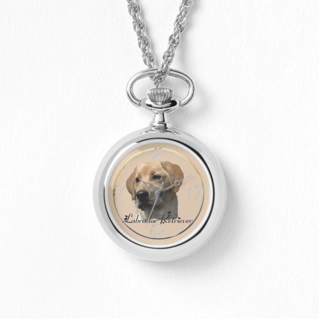 Yellow Labrador Retriever Art Geschenke Armbanduhr (Vorderseite)