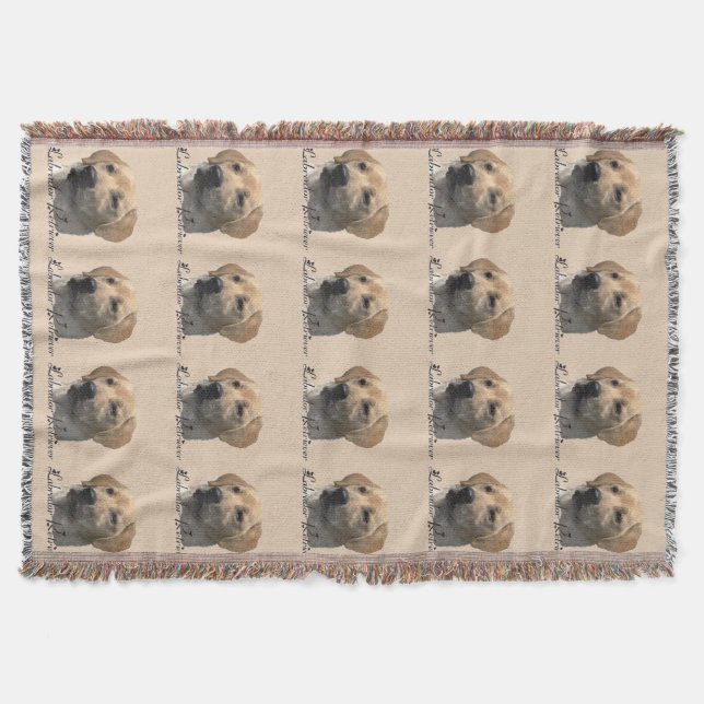 Yellow Labrador Retriever Art Geschenke Decke (Vorderseite)