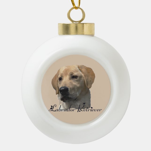 Yellow Labrador Retriever Art Geschenke Keramik Kugel-Ornament (Vorderseite)