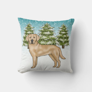 Yellow Labrador Retriever Blue Snow Winterwald Kissen
