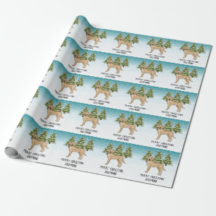 Yellow Labrador Retriever Blue Winter Custom Text Geschenkpapier