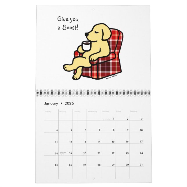 Yellow Labrador Retriever Cartoon Calendar 2015 Kalender (Jan 2026)