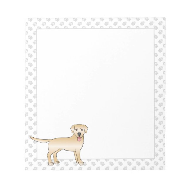 Yellow Labrador Retriever Cartoon Dog & Paws Notizblock (Vorderseite)