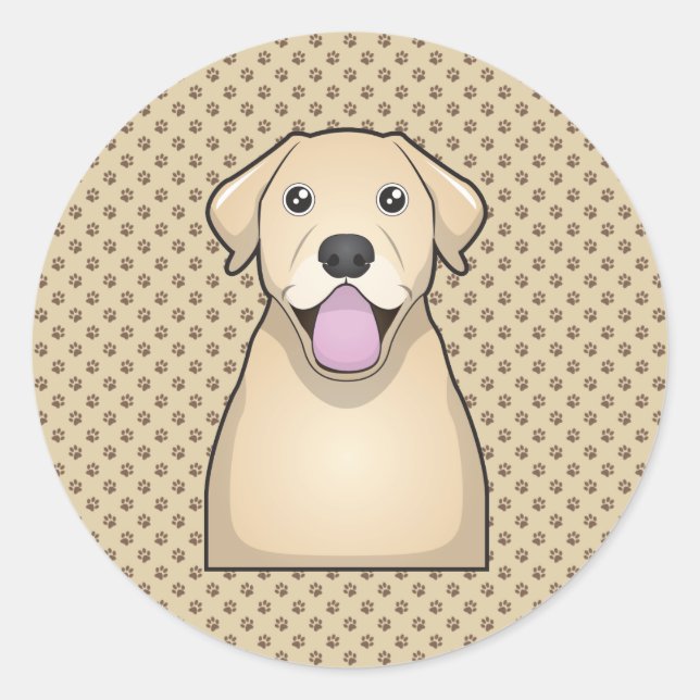 Yellow Labrador Retriever Cartoon Runder Aufkleber (Vorderseite)