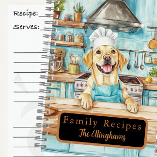 Yellow Labrador Retriever Chef Spiral Recipe Book Notizbuch