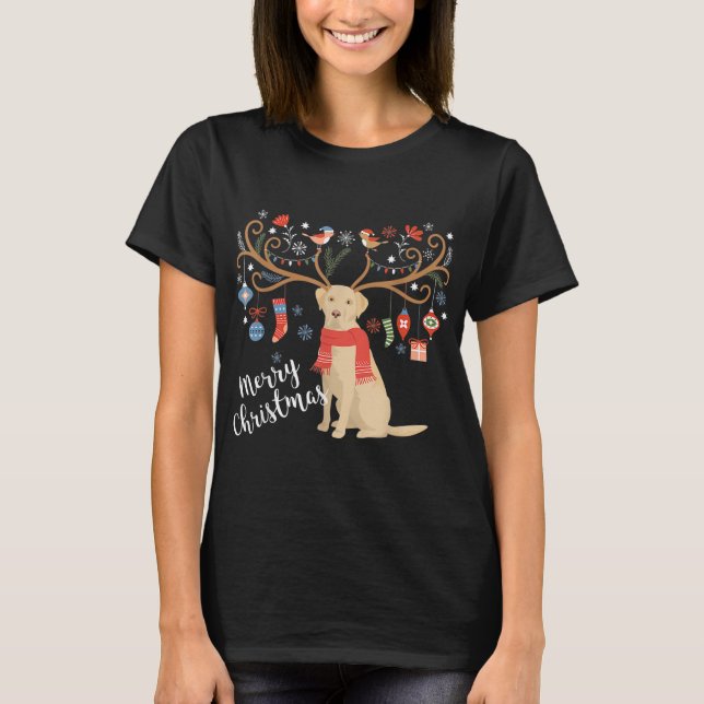 Yellow Labrador Retriever Christmas Hund Labrador  T-Shirt (Vorderseite)