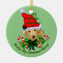 Yellow Labrador Retriever Christmas Keramikornament