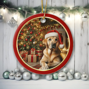 Yellow Labrador Retriever Christmas Tree Decor Keramik Ornament