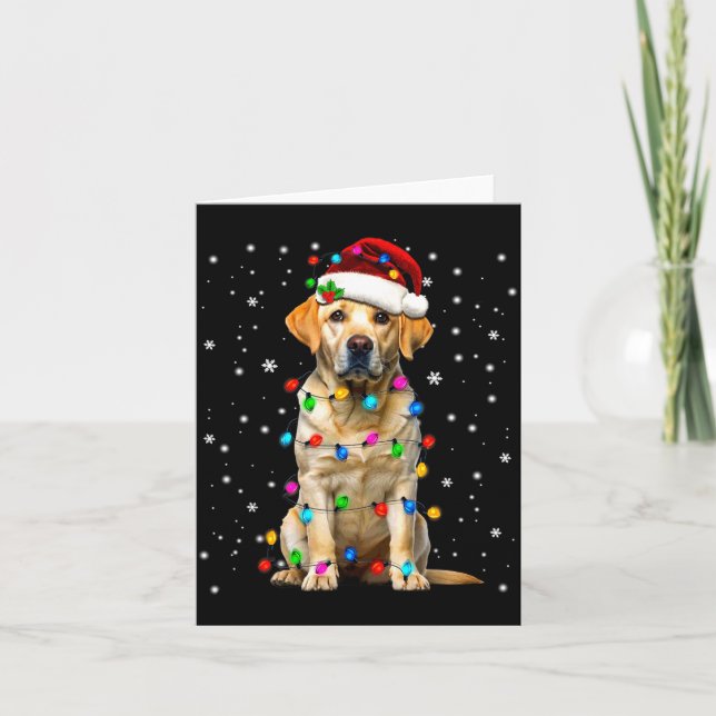 Yellow Labrador Retriever Christmas Tree Light Paj Karte (Vorderseite)
