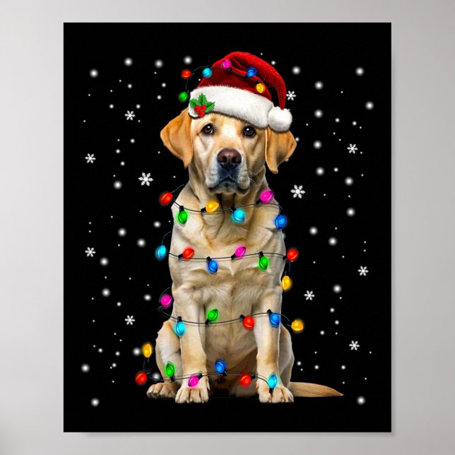 Yellow Labrador Retriever Christmas Tree Light Paj Poster (Vorne)