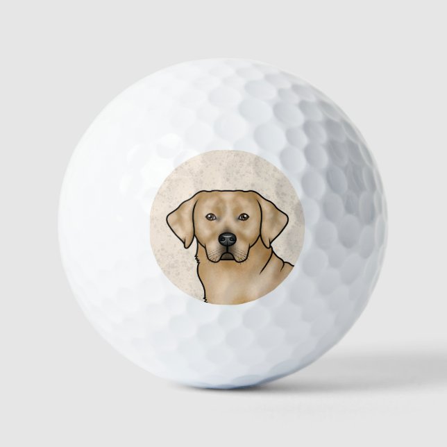 Yellow Labrador Retriever Design Cartoon Dog Head Golfball (Vorderseite)