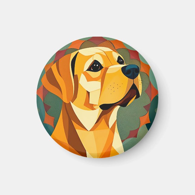 Yellow Labrador Retriever Dog Geometric Art Magnet (Vorne)