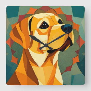 Yellow Labrador Retriever Dog Geometric Art Quadratische Wanduhr