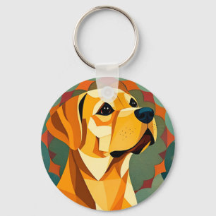 Yellow Labrador Retriever Dog Geometric Art Schlüsselanhänger