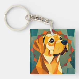 Yellow Labrador Retriever Dog Geometric Art Schlüsselanhänger