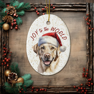 Yellow Labrador Retriever Dog Joy to World Keramik Ornament
