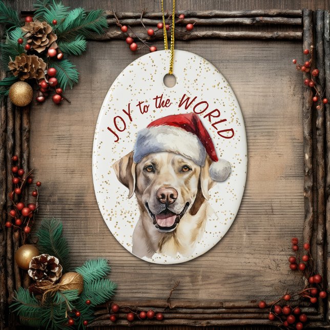 Yellow Labrador Retriever Dog Joy to World Keramik Ornament (Von Creator hochgeladen)