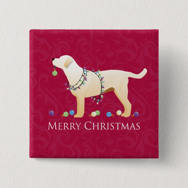 Yellow Labrador Retriever Frohe Weihnachtsgestaltu Button (Vorderseite)