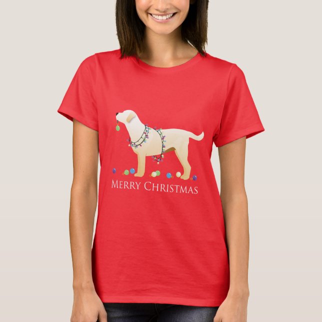 Yellow Labrador Retriever Frohe Weihnachtsgestaltu T-Shirt (Vorderseite)