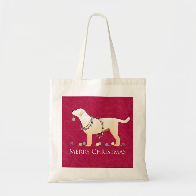 Yellow Labrador Retriever Frohe Weihnachtsgestaltu Tragetasche (Vorne)