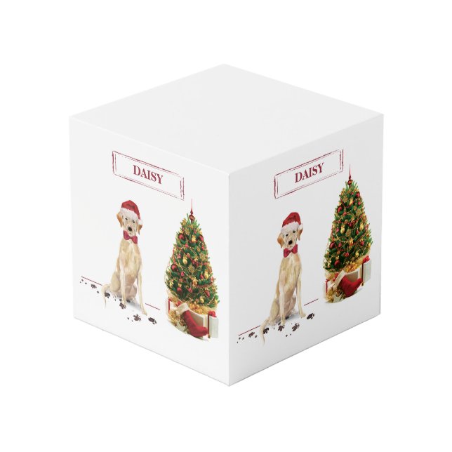 Yellow Labrador Retriever Funny Christmas Dog Würfel (Vorderseite Schrägansicht)