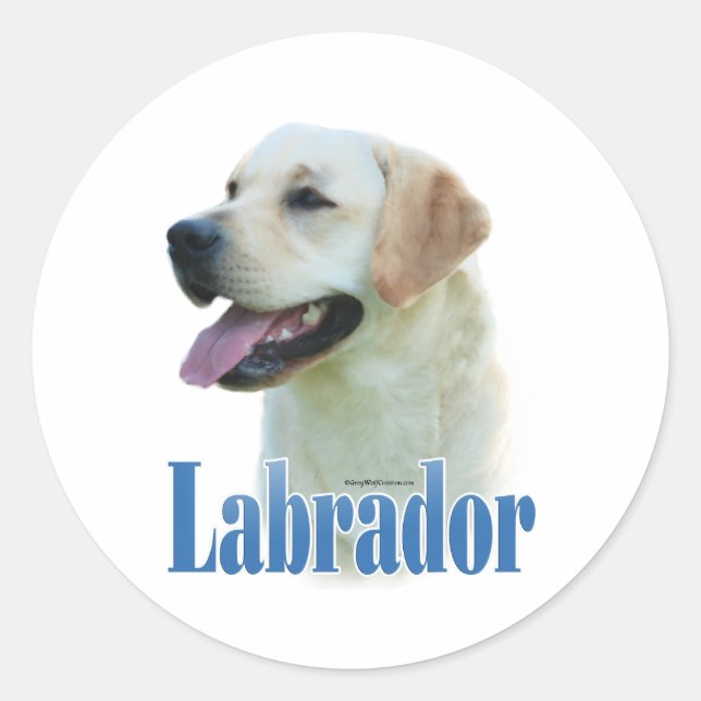 Yellow Labrador Retriever Name-Aufkleber Runder Aufkleber (Vorderseite)