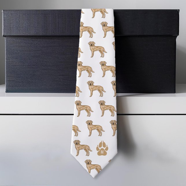 Yellow Labrador Retriever Pattern Custom Monogram Krawatte (Please note: This image is a digital mockup.)
