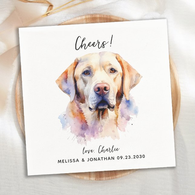 Yellow Labrador Retriever Pet Dog Wedding Cocktail Serviette (Von Creator hochgeladen)