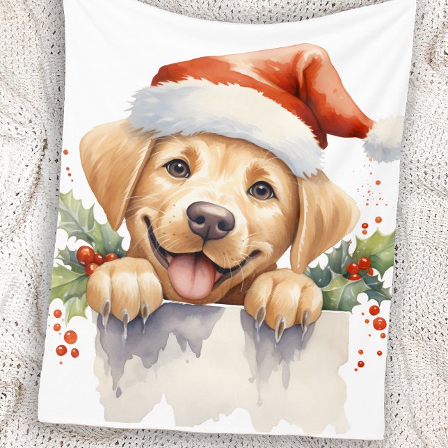 Yellow Labrador Retriever Puppy Doppy Christmas Fleecedecke (Von Creator hochgeladen)