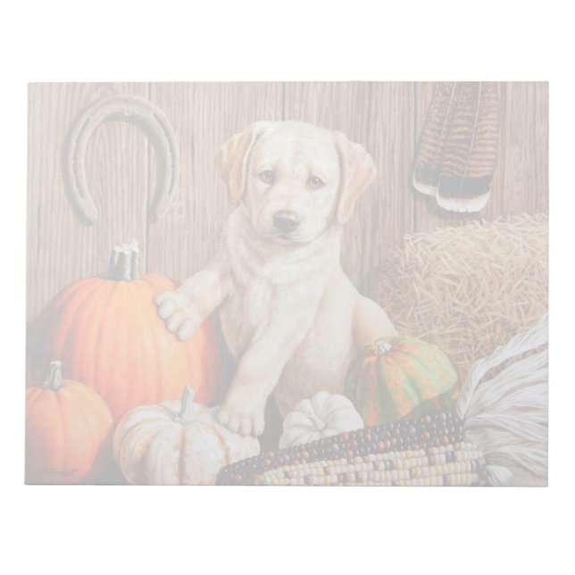 Yellow Labrador Retriever Puppy Doppy Pumpkin Herb Notizblock (Vorderseite)