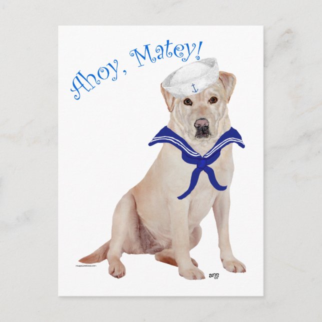 Yellow Labrador Retriever Sailor Postkarte (Vorderseite)